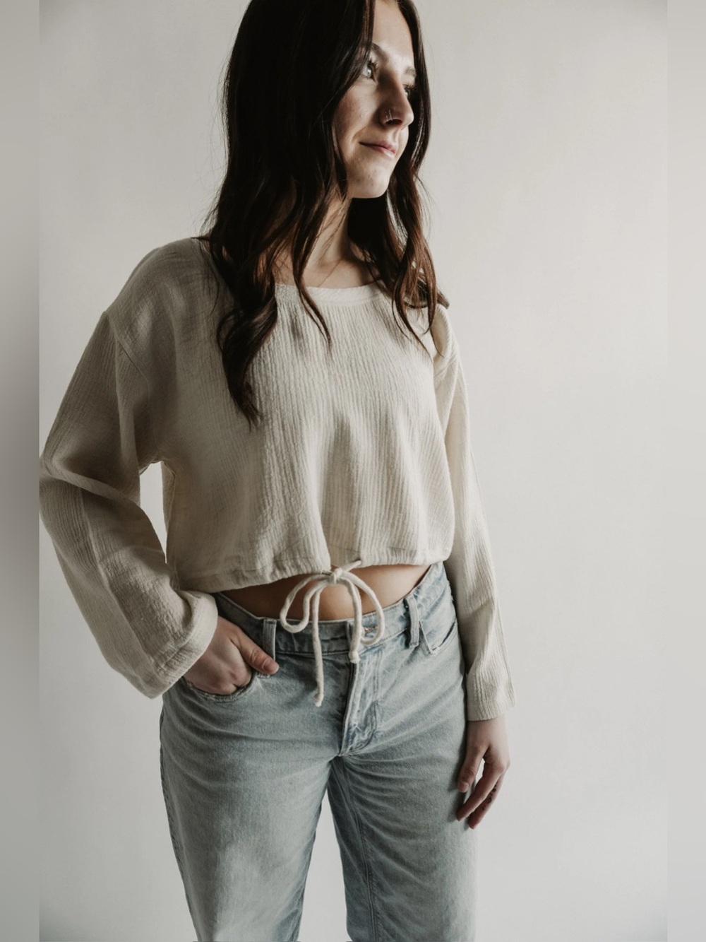 Bahhgoose Linen Cotton Neen Top In Wheat Handmade Size Xs/S Vguc — image 2 of 8